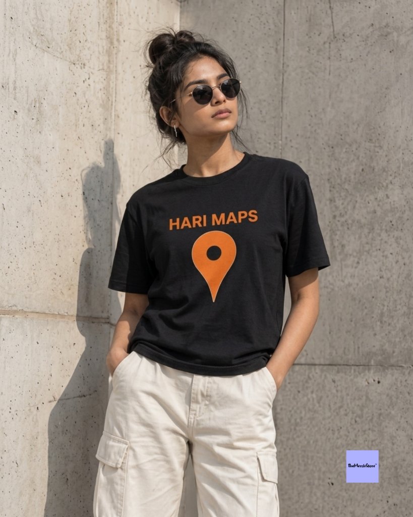 Hari Maps Location Pin Women Tee - black edition photo 1